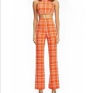 I Am Gia solaris orange plaid pant XS